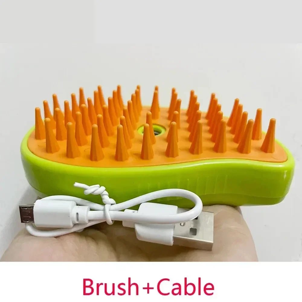 3 - in - 1 Pet Steam Brush - Electric Sprayer, Massager, and Shedding Control - Meterpet