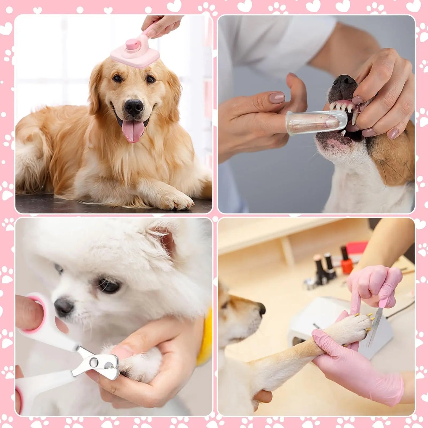 8 - Piece Pet Grooming Kit with Self - Cleaning Brush, Nail Clippers, Bath Brush & More - Meterpet