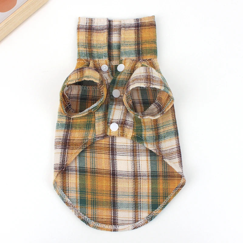 Summer Pet Shirt - British Style Plaid Dog Vest Clothes For Small Dogs - Meterpet