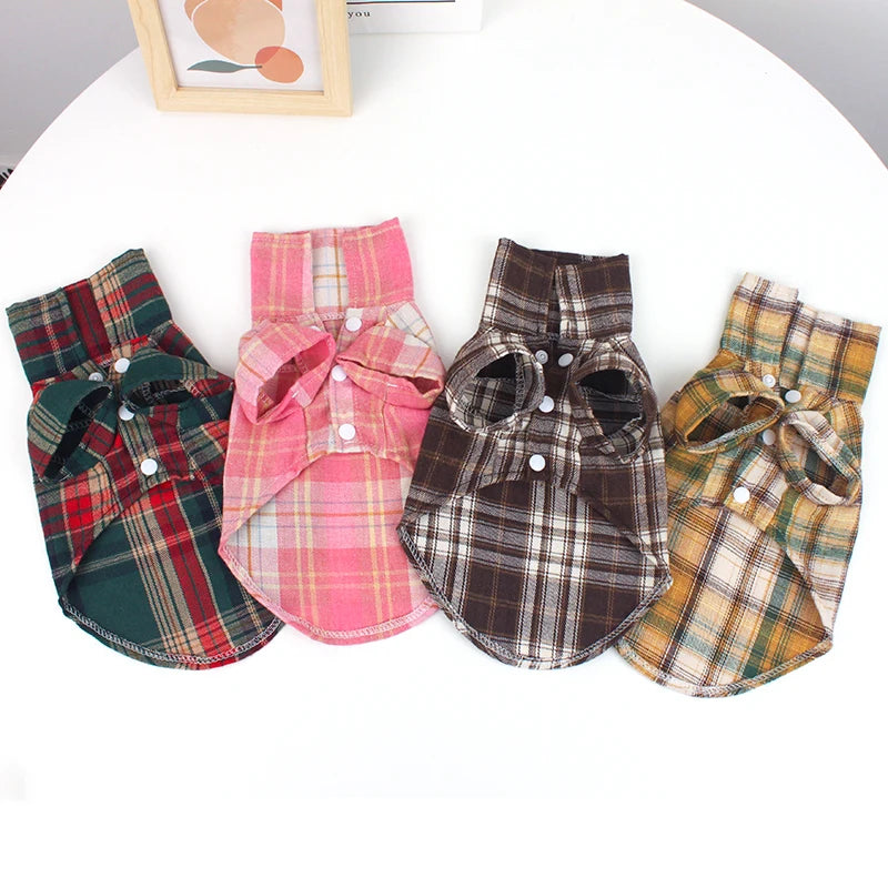 Summer Pet Shirt - British Style Plaid Dog Vest Clothes For Small Dogs - Meterpet