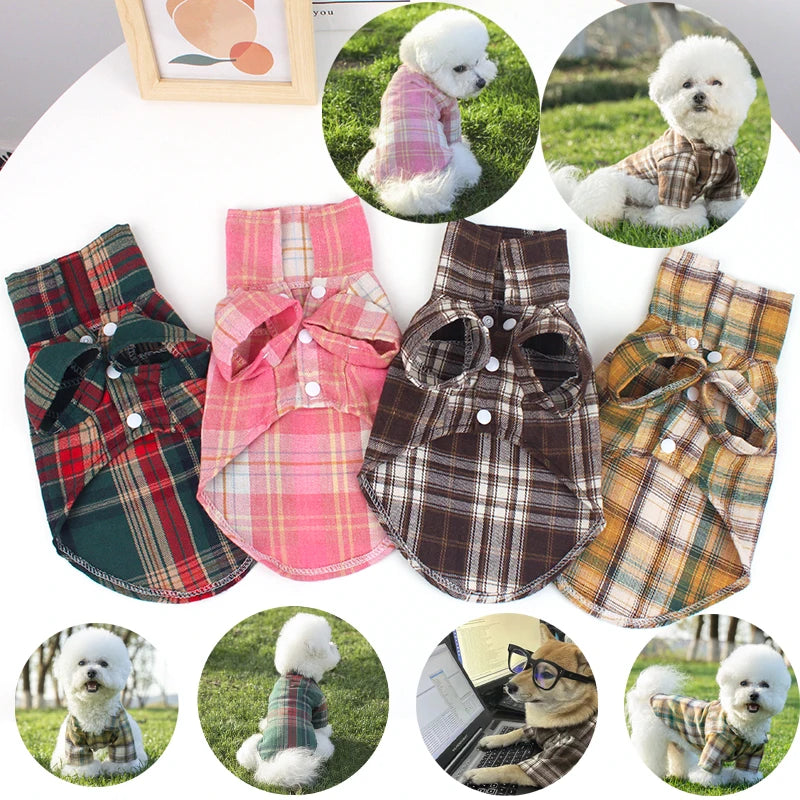 Summer Pet Shirt - British Style Plaid Dog Vest Clothes For Small Dogs - Meterpet