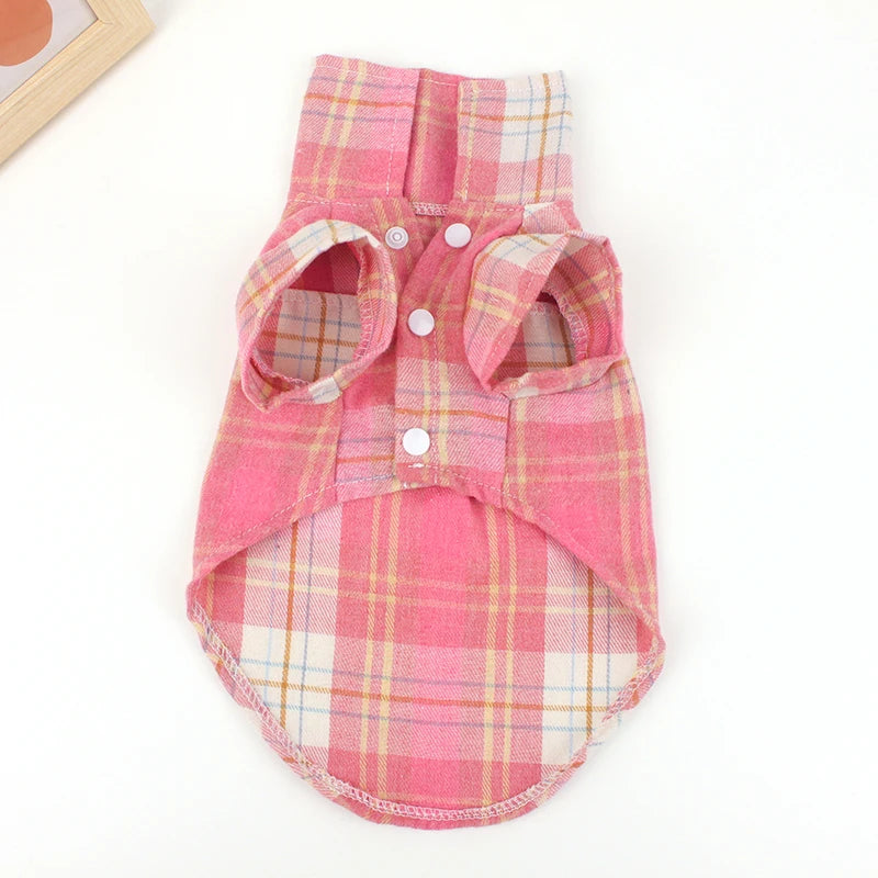 Summer Pet Shirt - British Style Plaid Dog Vest Clothes For Small Dogs - Meterpet