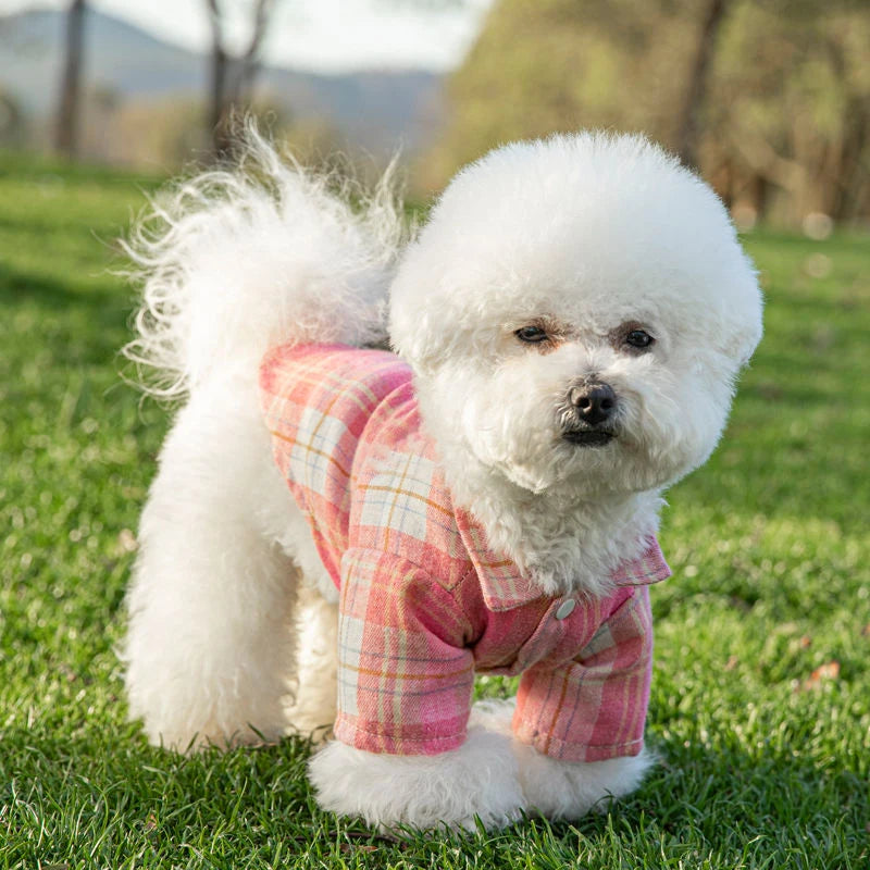 Summer Pet Shirt - British Style Plaid Dog Vest Clothes For Small Dogs - Meterpet