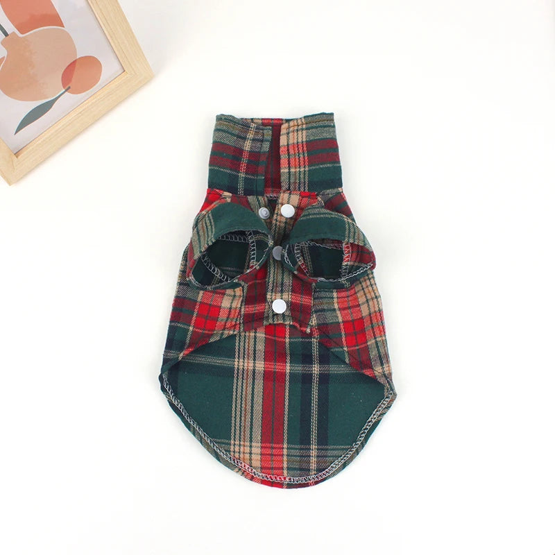 Summer Pet Shirt - British Style Plaid Dog Vest Clothes For Small Dogs - Meterpet