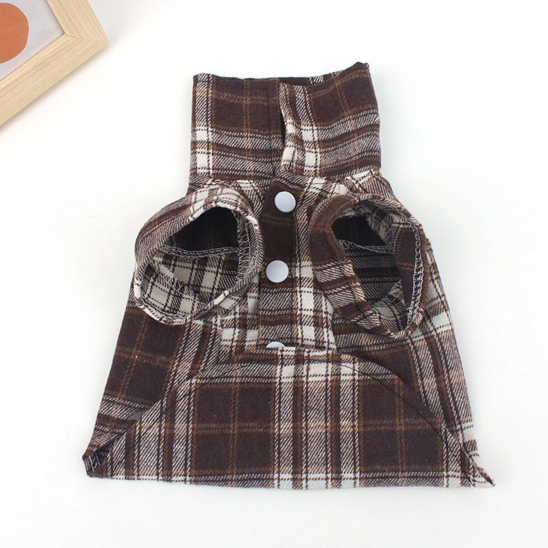 Summer Pet Shirt - British Style Plaid Dog Vest Clothes For Small Dogs - Meterpet