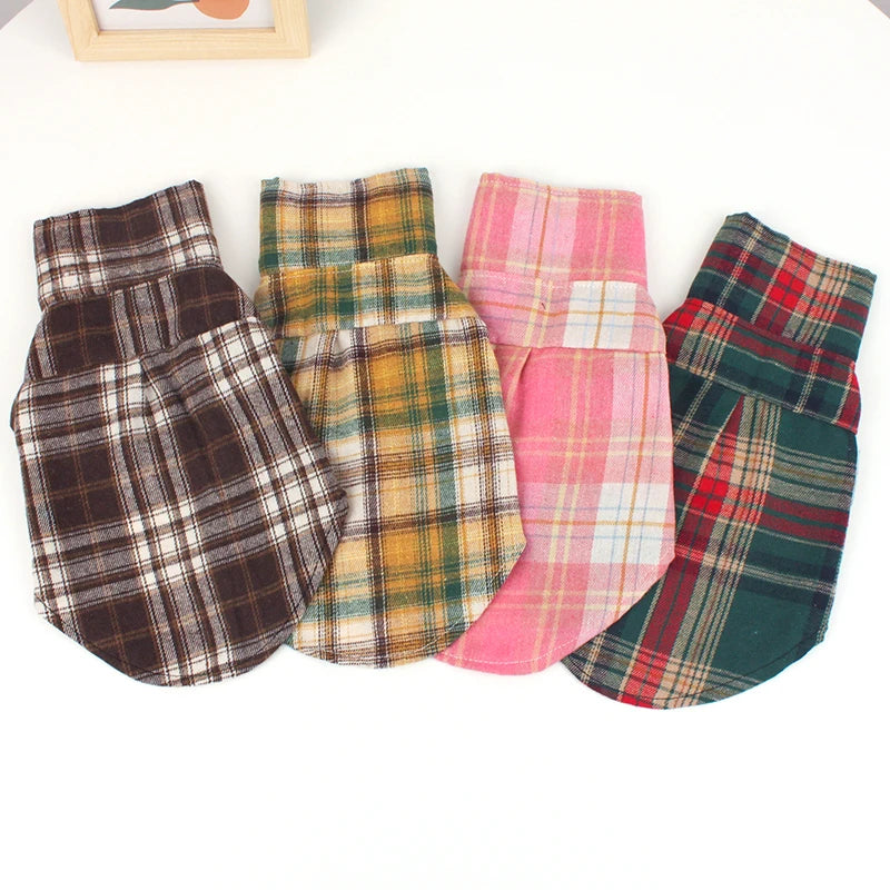Summer Pet Shirt - British Style Plaid Dog Vest Clothes For Small Dogs - Meterpet