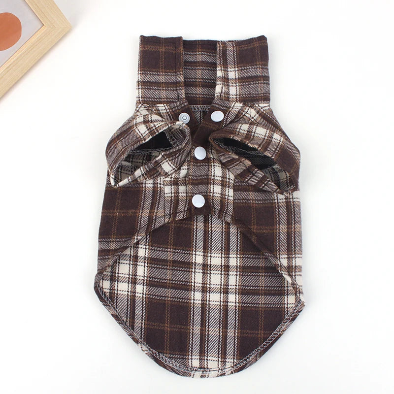 Summer Pet Shirt - British Style Plaid Dog Vest Clothes For Small Dogs - Meterpet