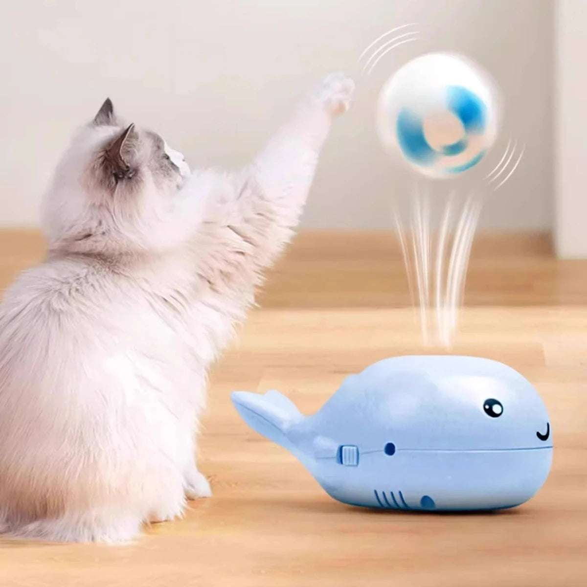 Electric Floating Ball Cat Toy - USB Rechargeable, Interactive Play, Whale - Shaped Design - Meterpet