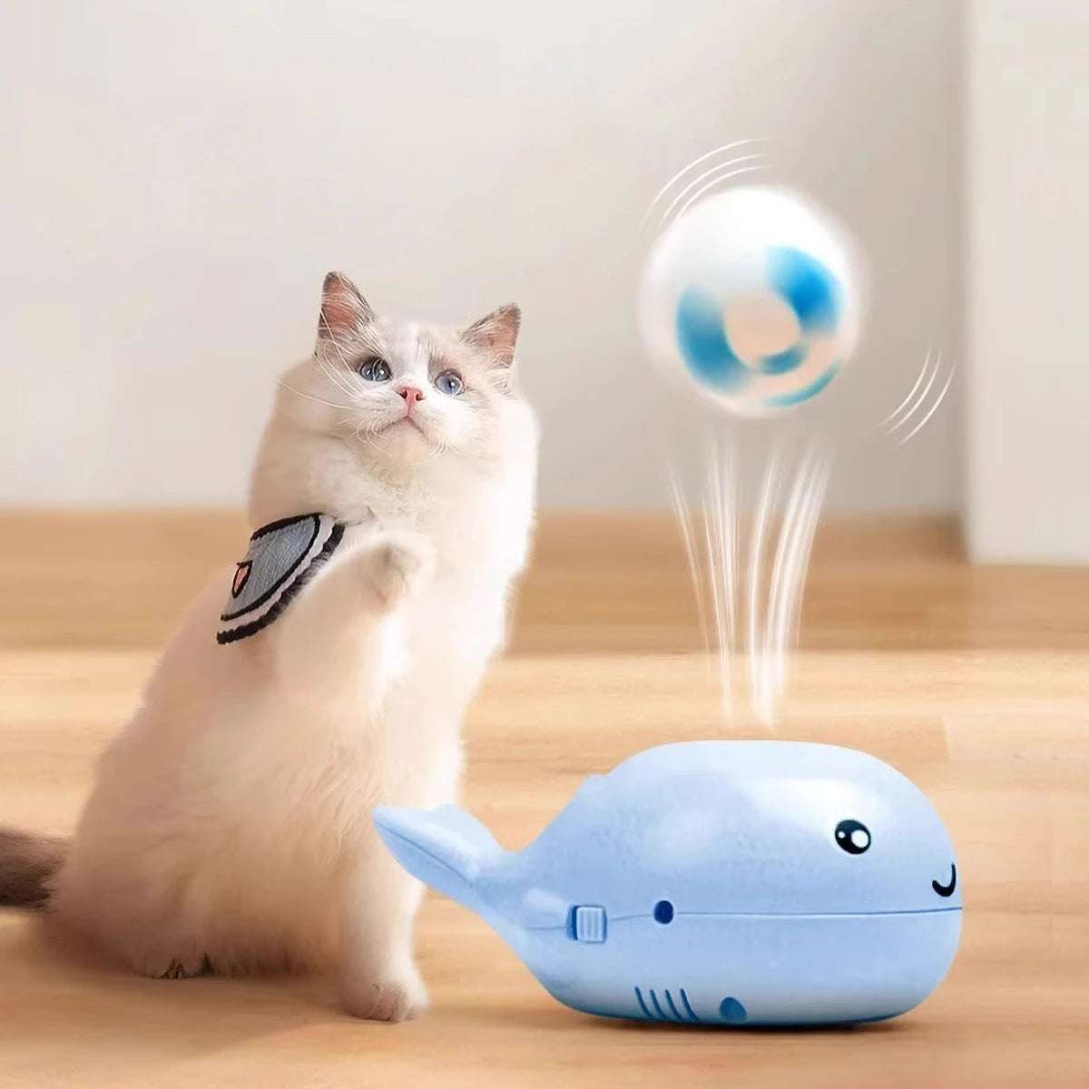 Electric Floating Ball Cat Toy - USB Rechargeable, Interactive Play, Whale - Shaped Design - Meterpet