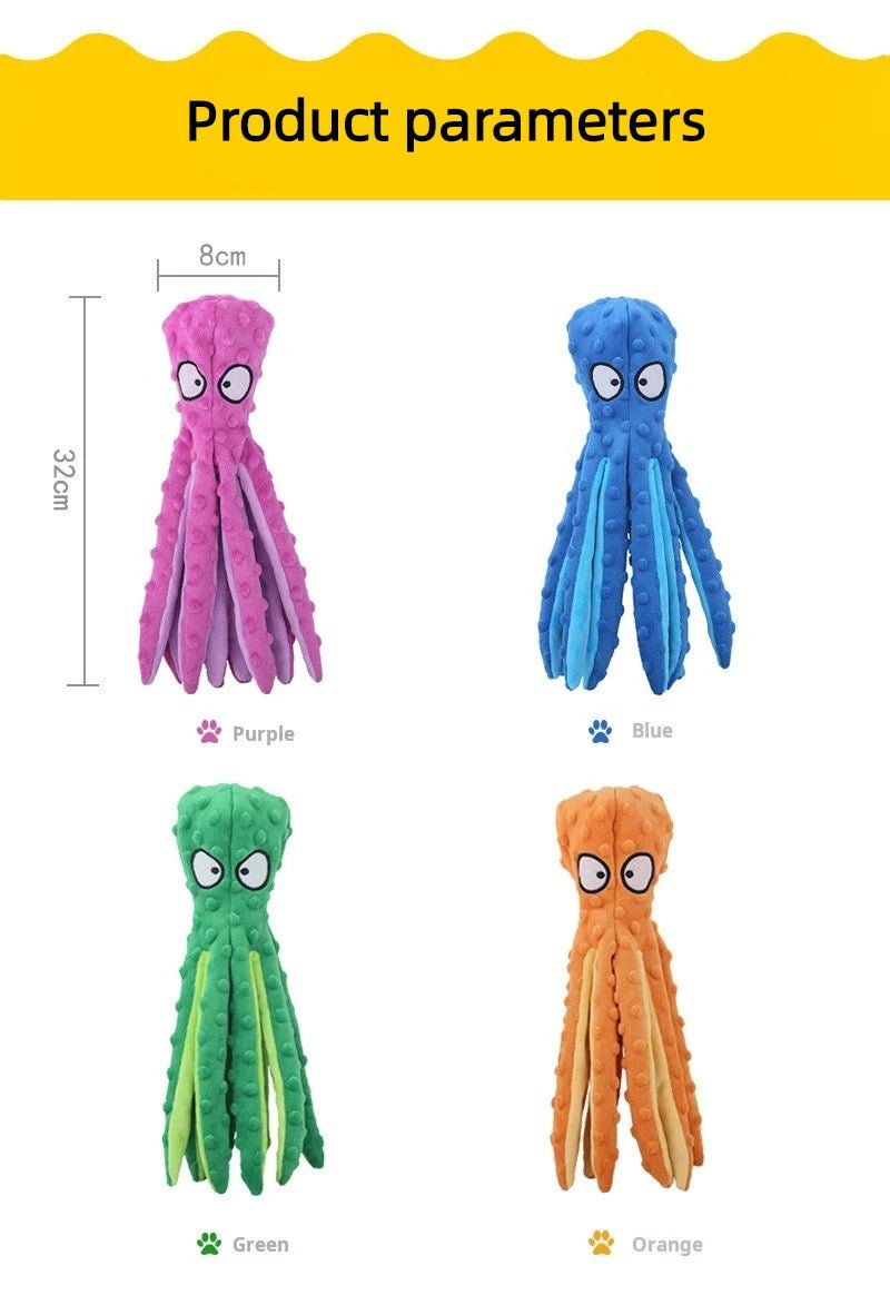 Plush Octopus Dog Toy - Bite - Resistant, Squeaky, and Interactive - Meterpet