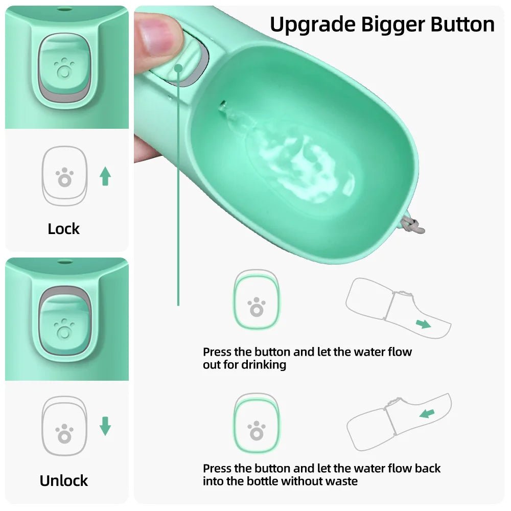 Portable Dog Water Bottle and Food Feeder – 2 - in - 1 Leakproof Hydration Solution - Meterpet