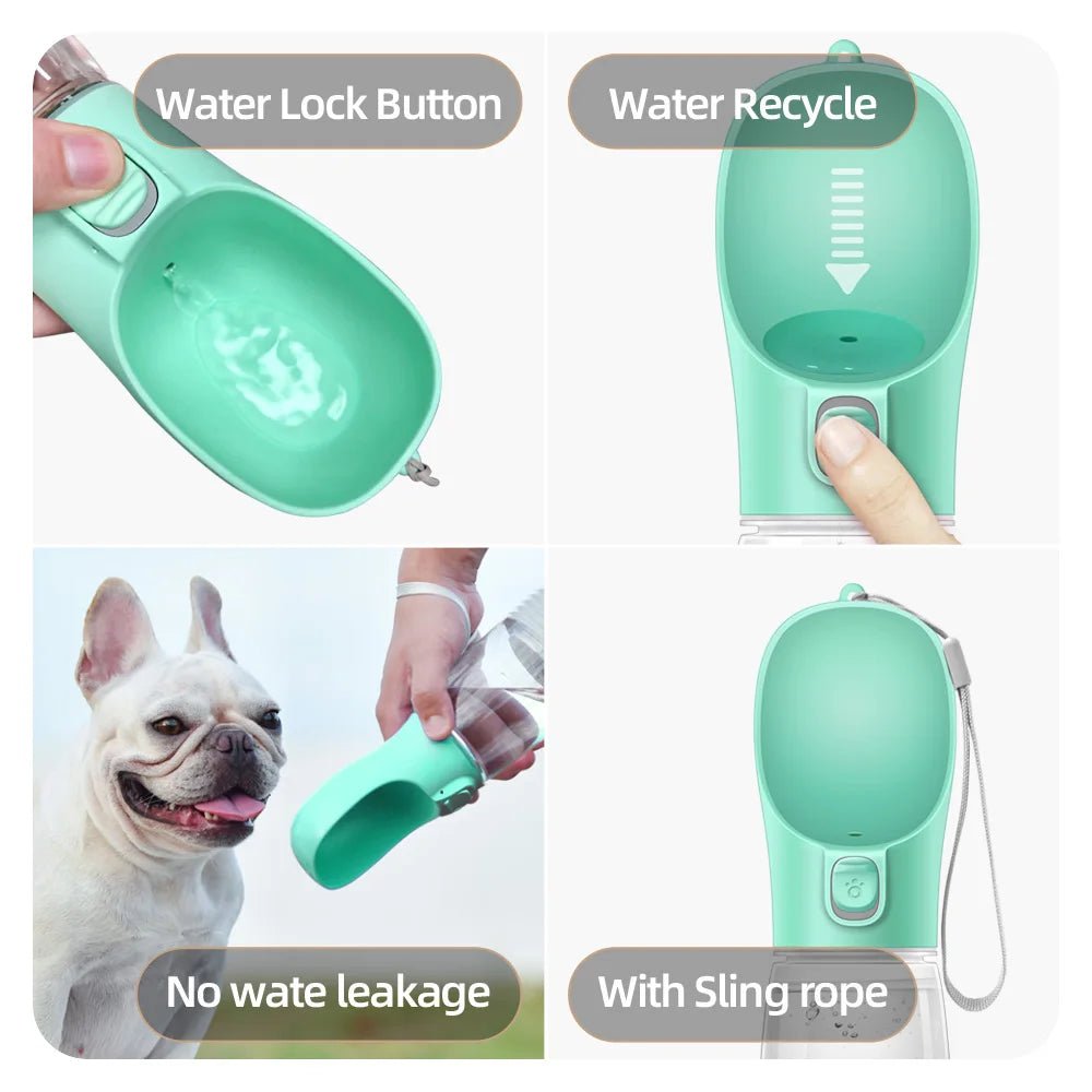 Portable Dog Water Bottle and Food Feeder – 2 - in - 1 Leakproof Hydration Solution - Meterpet