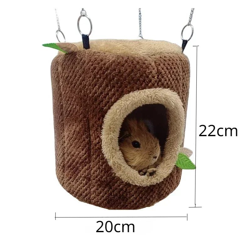 Tree Stump Pet House With Hammock - Perfect for Hamsters, Guinea Pigs, Ferrets and Rabbits - Meterpet