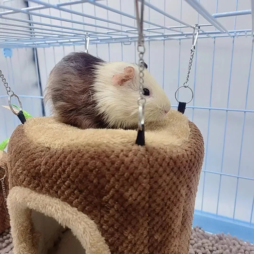 Tree Stump Pet House With Hammock - Perfect for Hamsters, Guinea Pigs, Ferrets and Rabbits - Meterpet