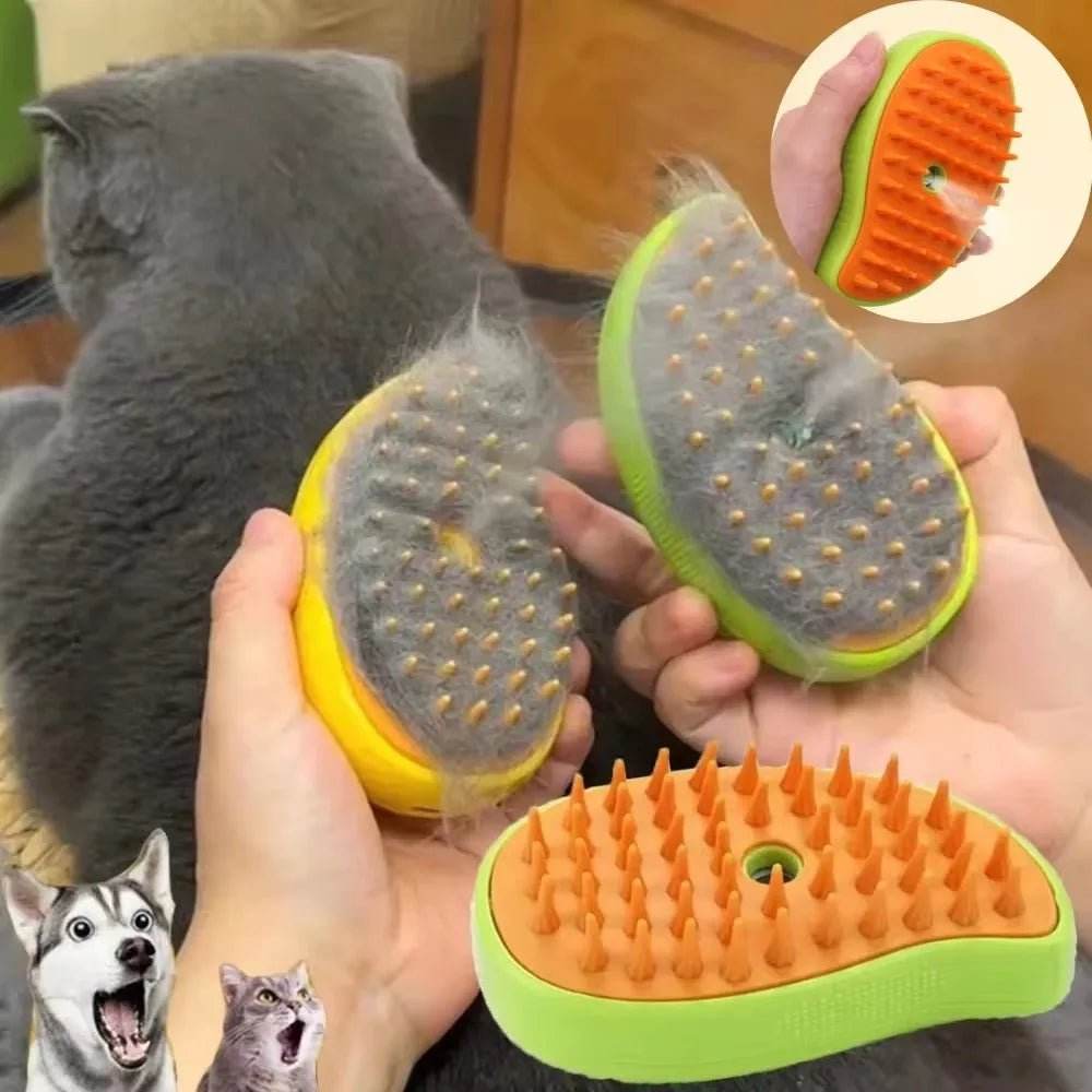 3 - in - 1 Pet Steam Brush - Electric Sprayer, Massager, and Shedding Control - Meterpet