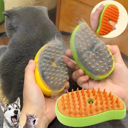 3 - in - 1 Pet Steam Brush - Electric Sprayer, Massager, and Shedding Control - Meterpet