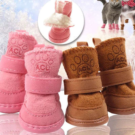 4Pcs Dog Shoes for Small and Medium Dogs - Winter Anti - Slip Boots - Meterpet