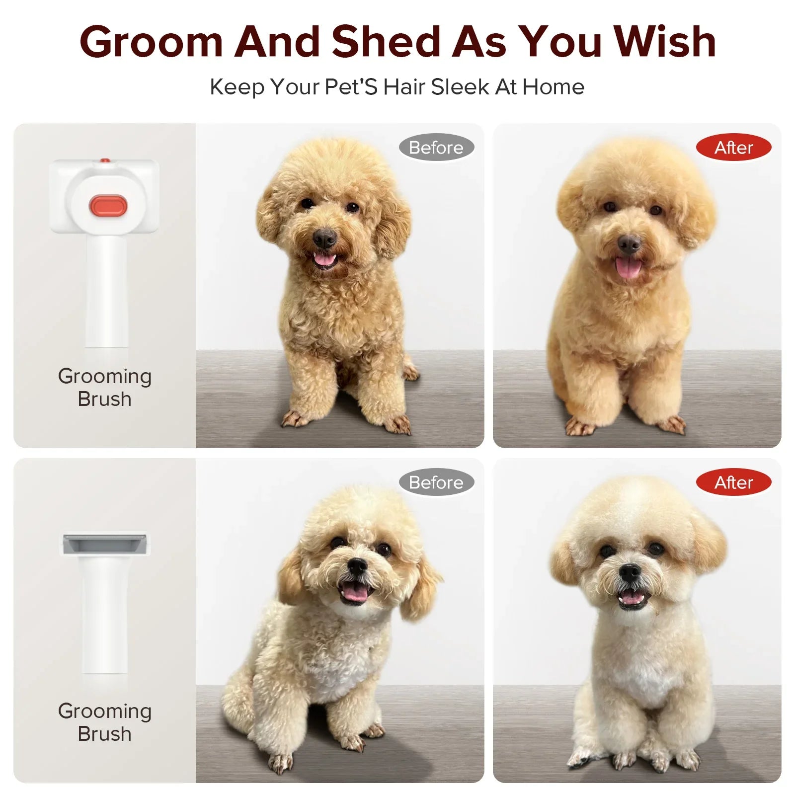 8 In 1 Pet Grooming Vacuum For Dogs - Low Noise Trimmer, Dryer, & Efficient Suction Cleaner - Meterpet