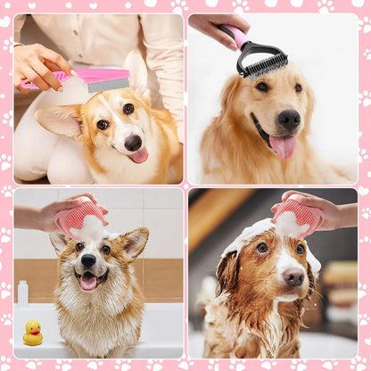 8 - Piece Pet Grooming Kit with Self - Cleaning Brush, Nail Clippers, Bath Brush & More - Meterpet