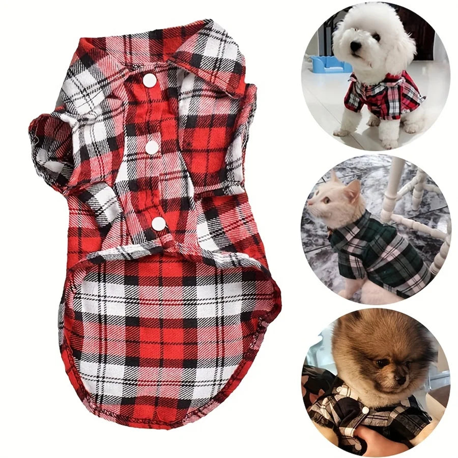 Stylish Plaid Shirt Coat – Adorable Comfort for Chilly Days - Meterpet
