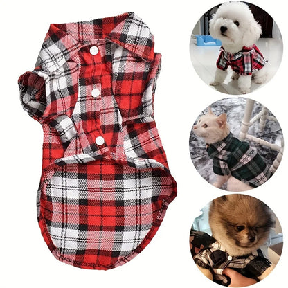 Stylish Plaid Shirt Coat – Adorable Comfort for Chilly Days - Meterpet