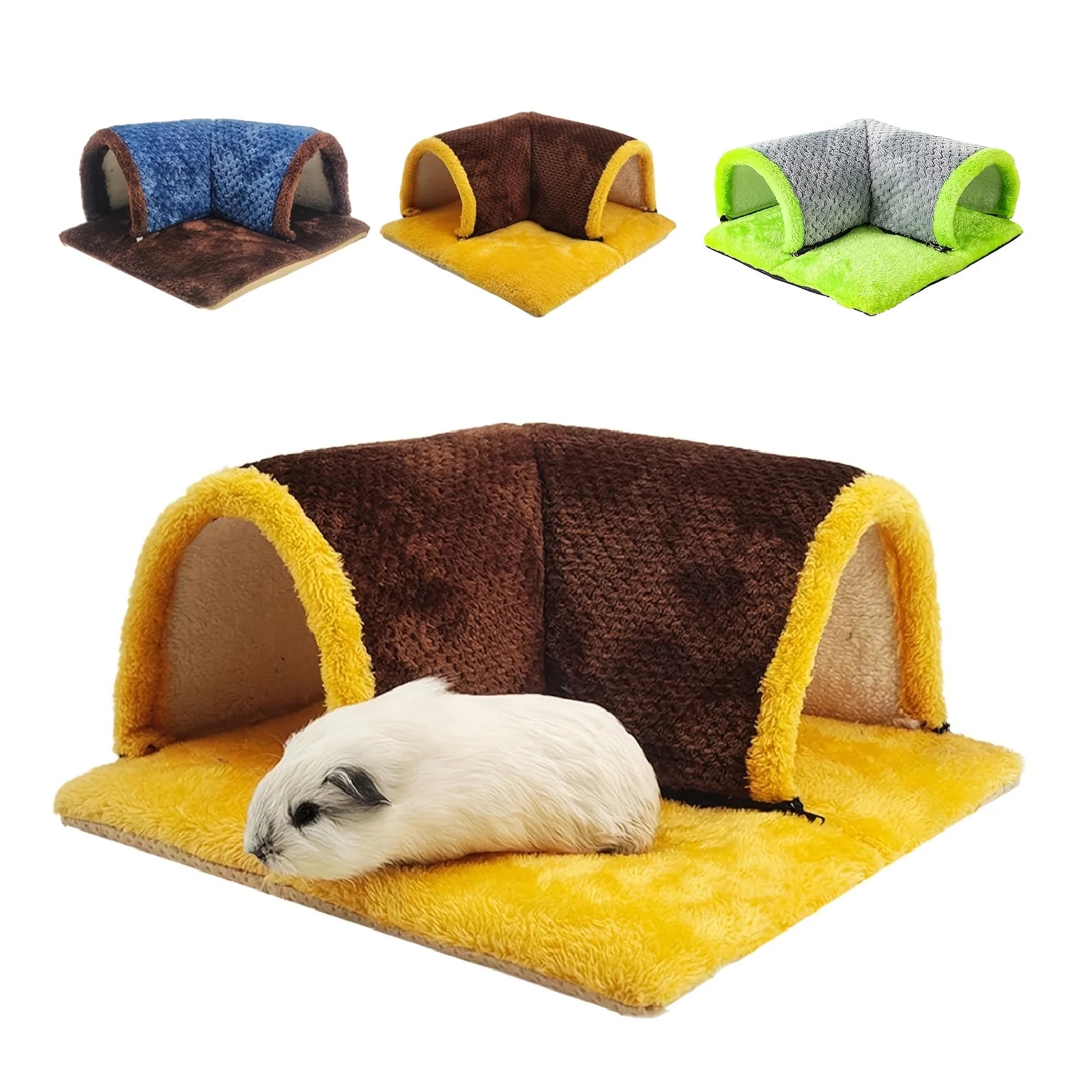 Cozy Plush Fleece Guinea Pig Cage Hideout Tunnel Bed - Easy Clean for Small Pets - Meterpet