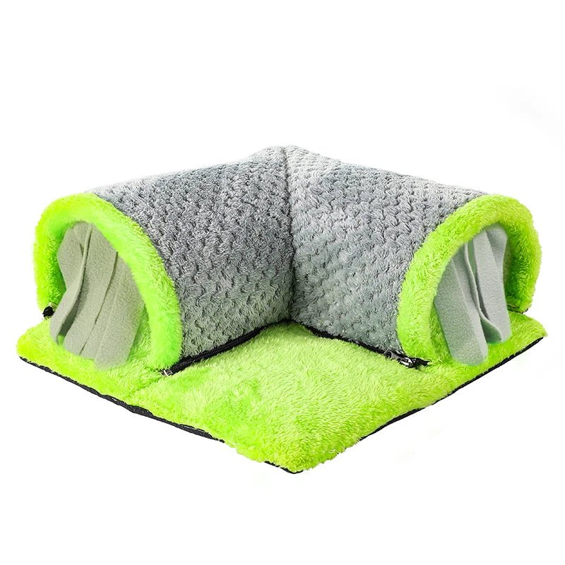 Cozy Plush Fleece Guinea Pig Cage Hideout Tunnel Bed - Easy Clean for Small Pets - Meterpet