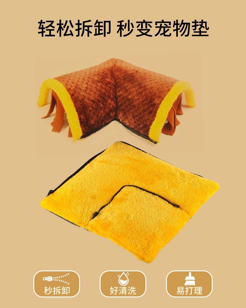Cozy Plush Fleece Guinea Pig Cage Hideout Tunnel Bed - Easy Clean for Small Pets - Meterpet