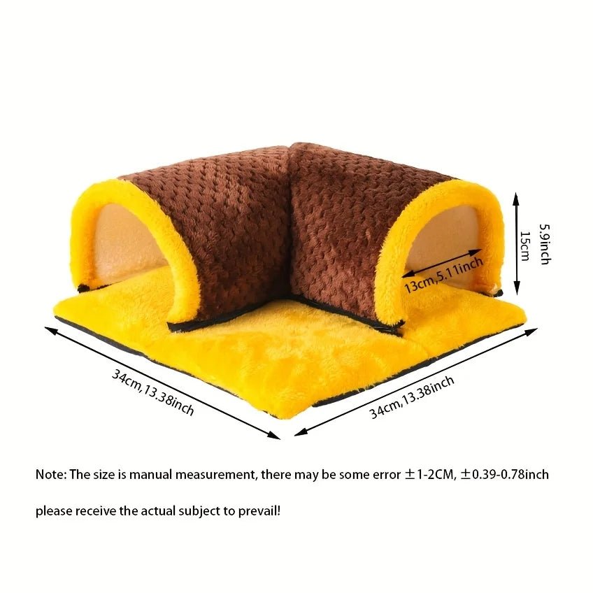 Cozy Plush Fleece Guinea Pig Cage Hideout Tunnel Bed - Easy Clean for Small Pets - Meterpet