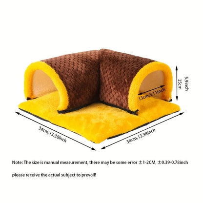 Cozy Plush Fleece Guinea Pig Cage Hideout Tunnel Bed - Easy Clean for Small Pets - Meterpet