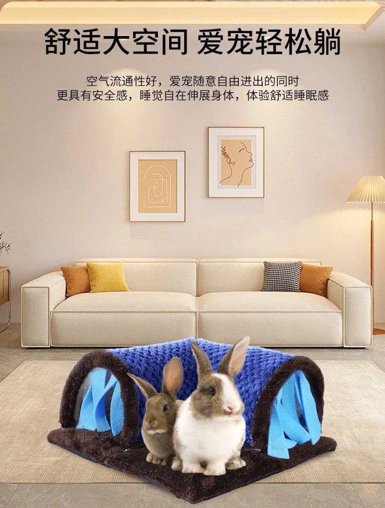 Cozy Plush Fleece Guinea Pig Cage Hideout Tunnel Bed - Easy Clean for Small Pets - Meterpet