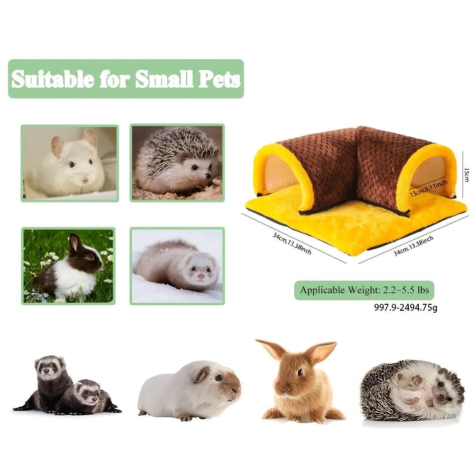 Cozy Plush Fleece Guinea Pig Cage Hideout Tunnel Bed - Easy Clean for Small Pets - Meterpet