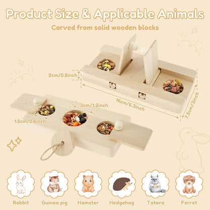 Hamster Toys: 6 - in - 1 Wooden Puzzle - Foraging Feeder and Mental Stimulation - Meterpet