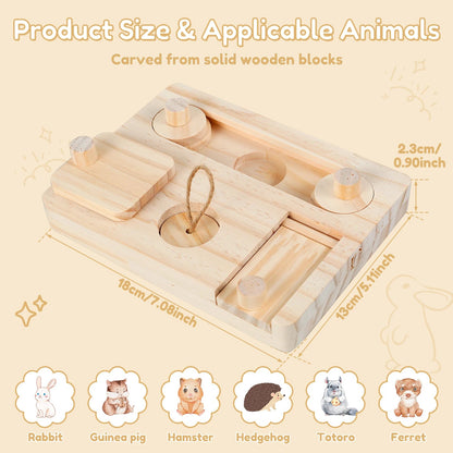 Hamster Toys: 6 - in - 1 Wooden Puzzle - Foraging Feeder and Mental Stimulation - Meterpet