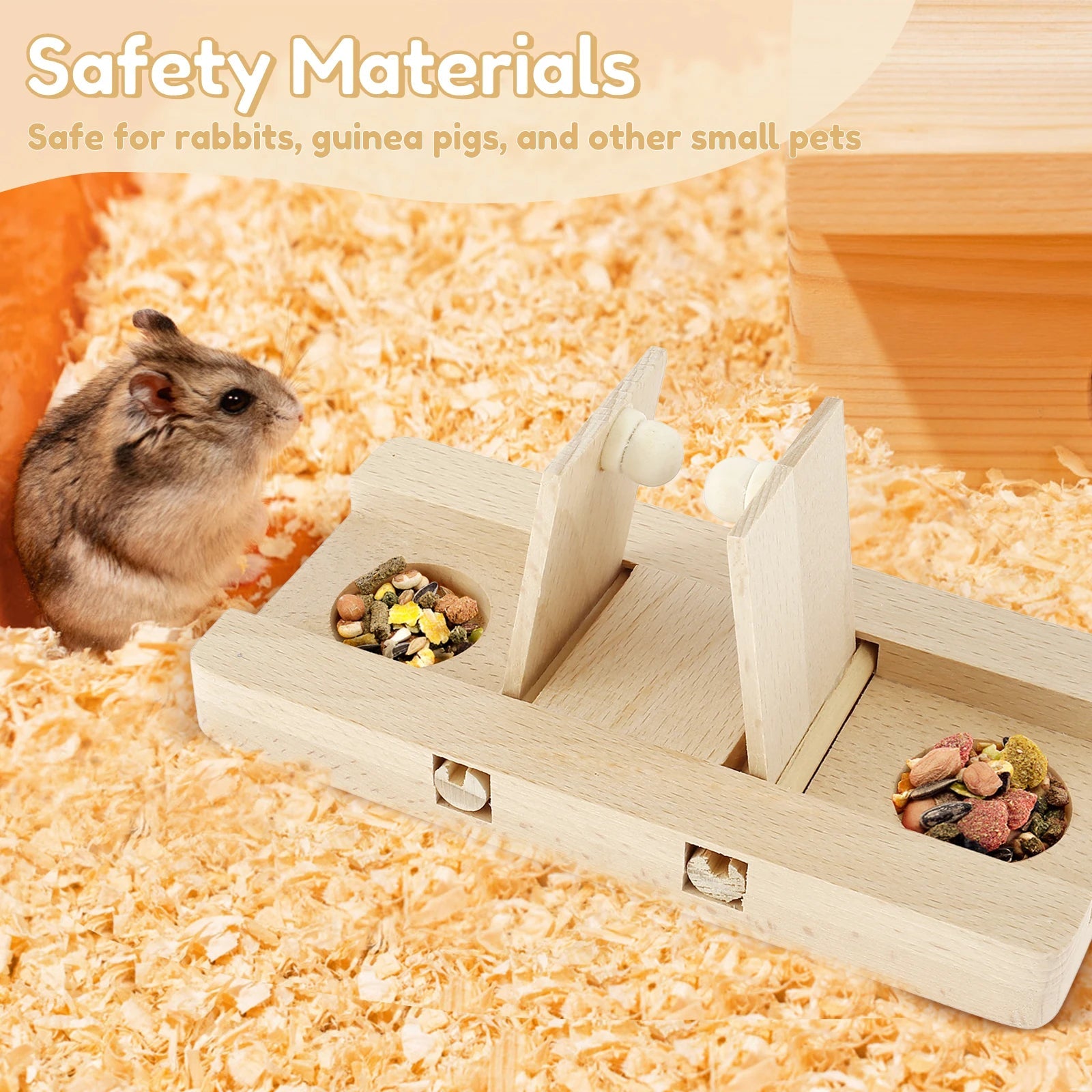 Hamster Toys: 6 - in - 1 Wooden Puzzle - Foraging Feeder and Mental Stimulation - Meterpet