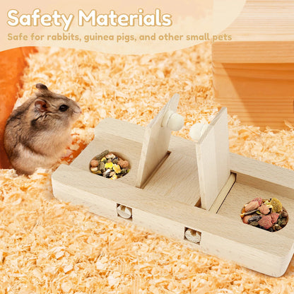 Hamster Toys: 6 - in - 1 Wooden Puzzle - Foraging Feeder and Mental Stimulation - Meterpet
