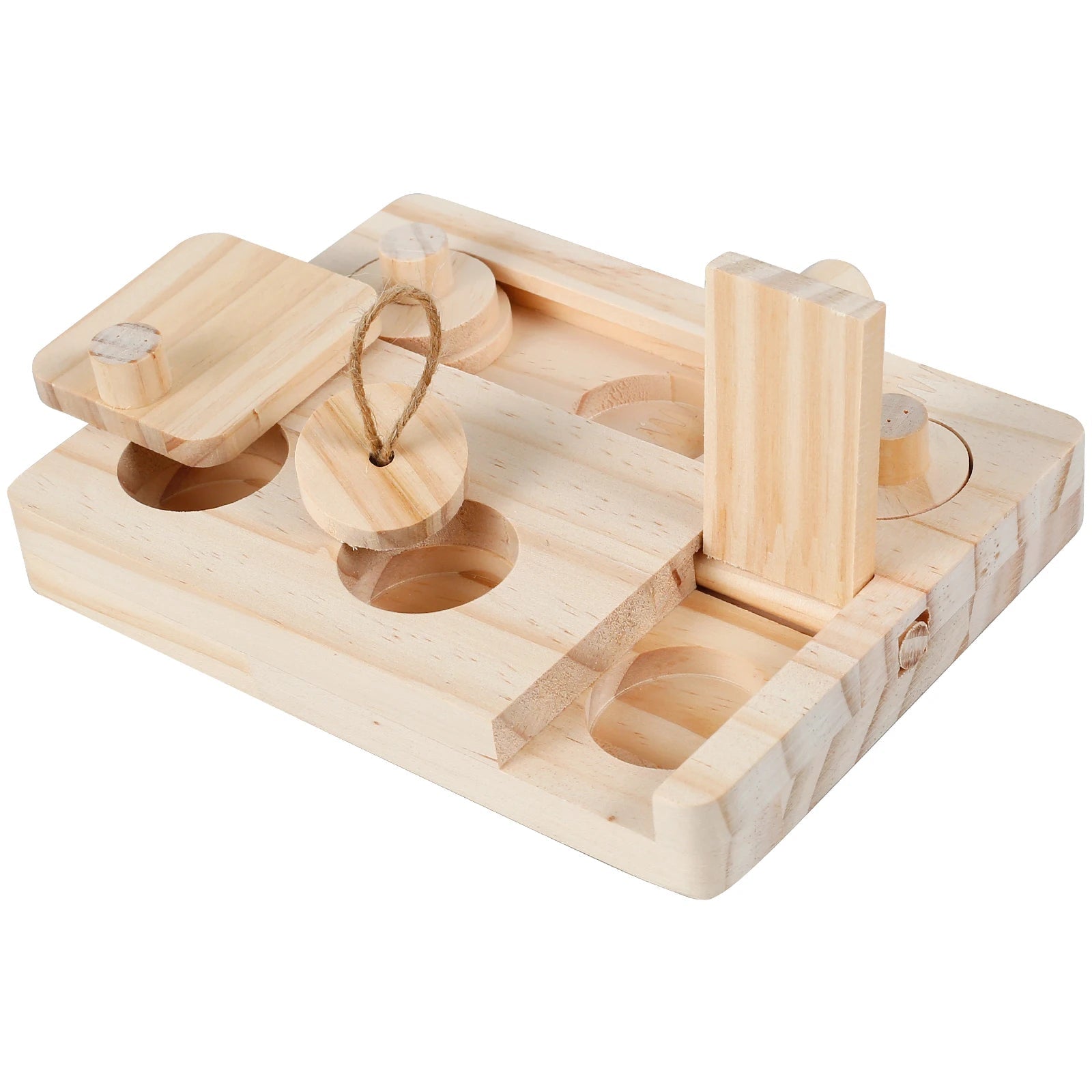 Hamster Toys: 6 - in - 1 Wooden Puzzle - Foraging Feeder and Mental Stimulation - Meterpet