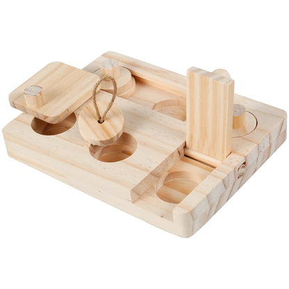 Hamster Toys: 6 - in - 1 Wooden Puzzle - Foraging Feeder and Mental Stimulation - Meterpet