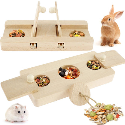 Hamster Toys: 6 - in - 1 Wooden Puzzle - Foraging Feeder and Mental Stimulation - Meterpet