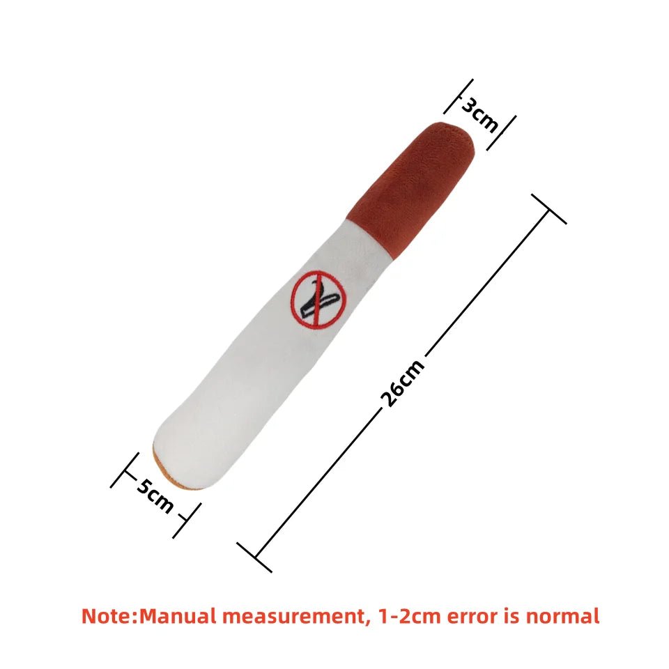 Indestructible Chew Toy for Small Dogs - ToughPup Interactive Plush Cigar with Squeaker - Meterpet