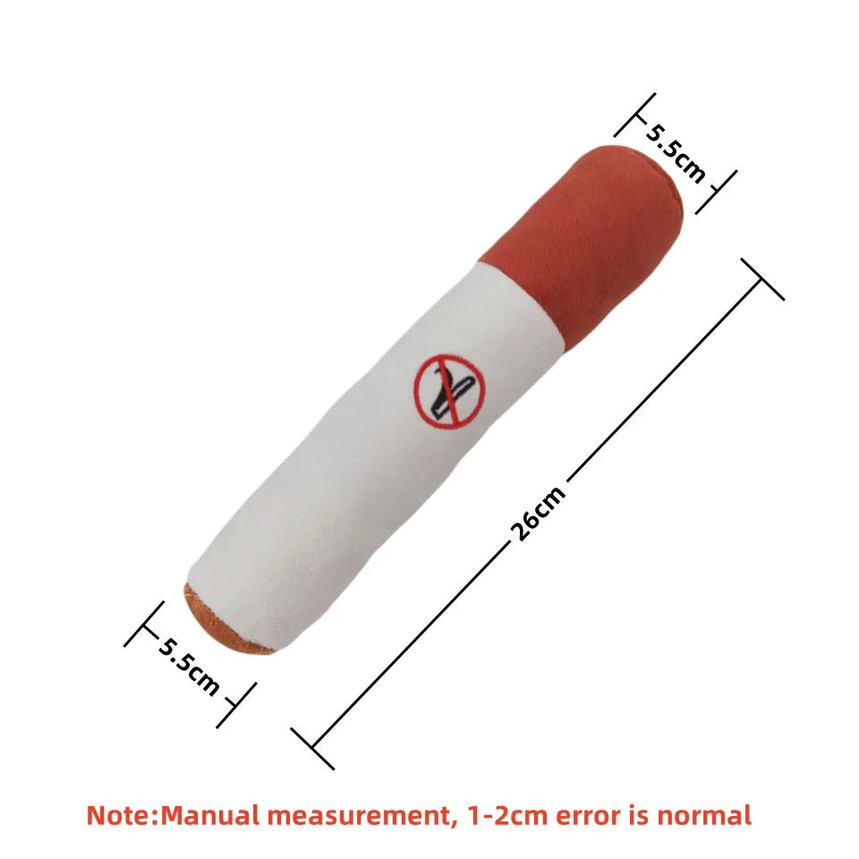 Indestructible Chew Toy for Small Dogs - ToughPup Interactive Plush Cigar with Squeaker - Meterpet