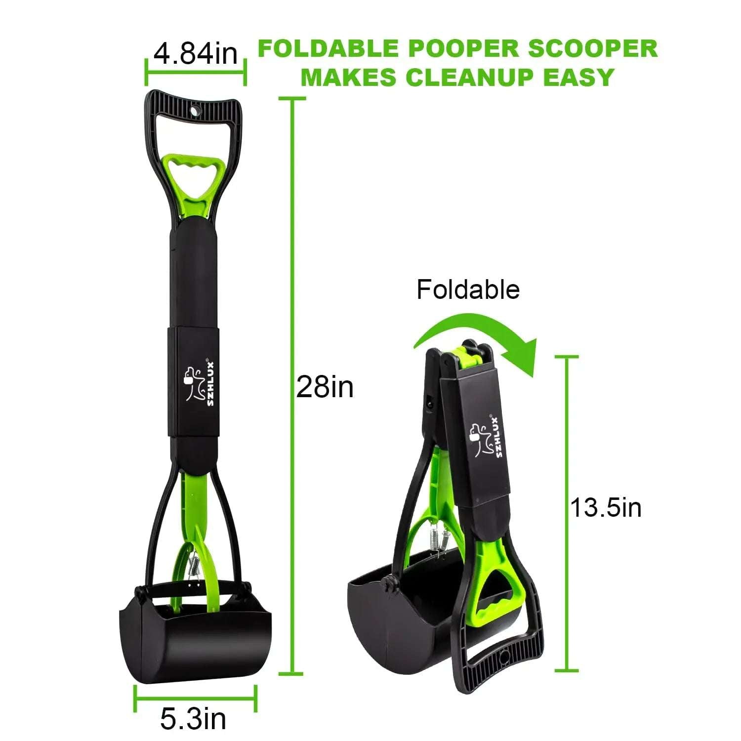Long Handle Pooper Scooper for Effortless Pet Waste Cleanup - Foldable & Ergonomic Design - Meterpet