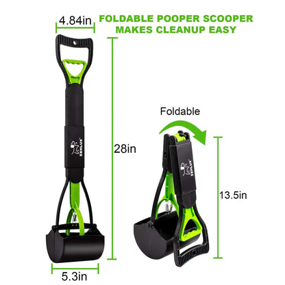 Long Handle Pooper Scooper for Effortless Pet Waste Cleanup - Foldable & Ergonomic Design - Meterpet