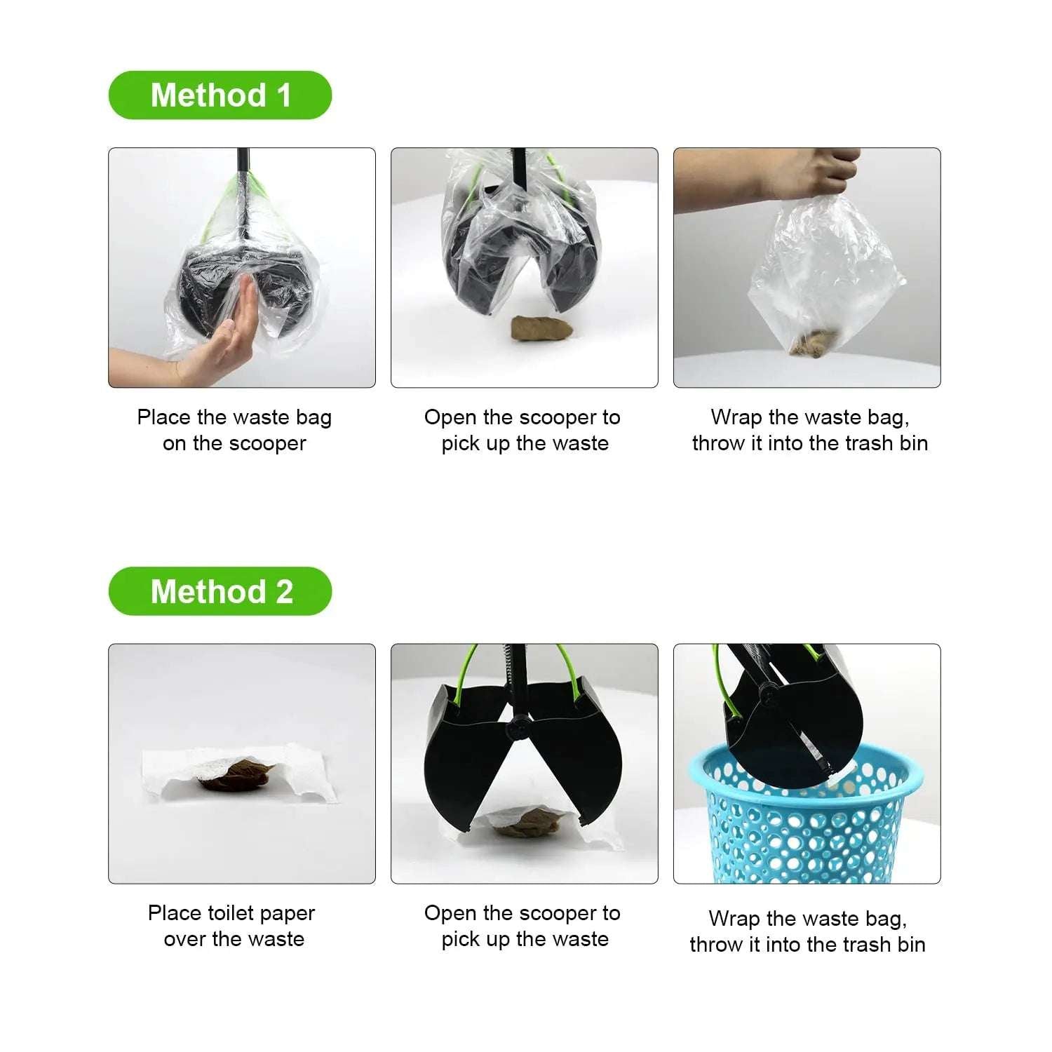 Long Handle Pooper Scooper for Effortless Pet Waste Cleanup - Foldable & Ergonomic Design - Meterpet