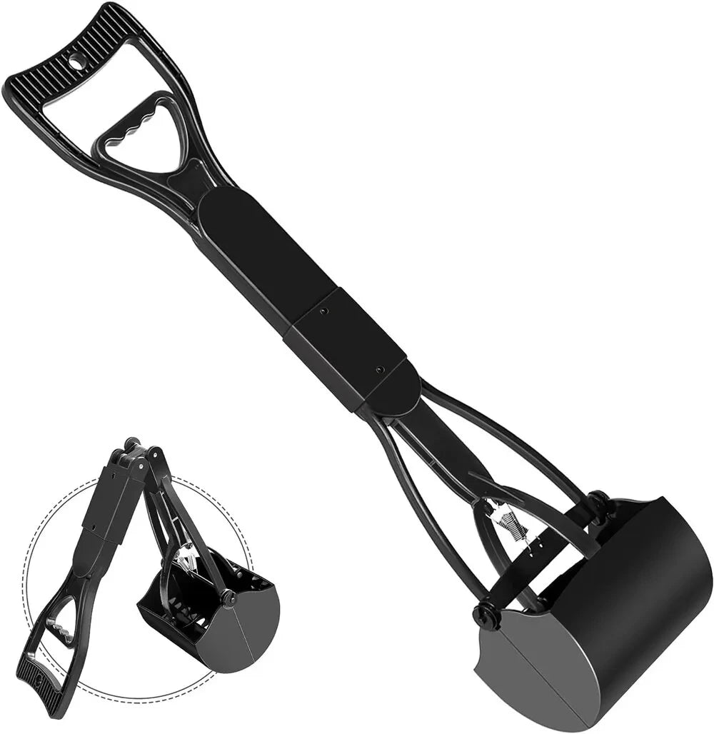 Long Handle Pooper Scooper for Effortless Pet Waste Cleanup - Foldable & Ergonomic Design - Meterpet