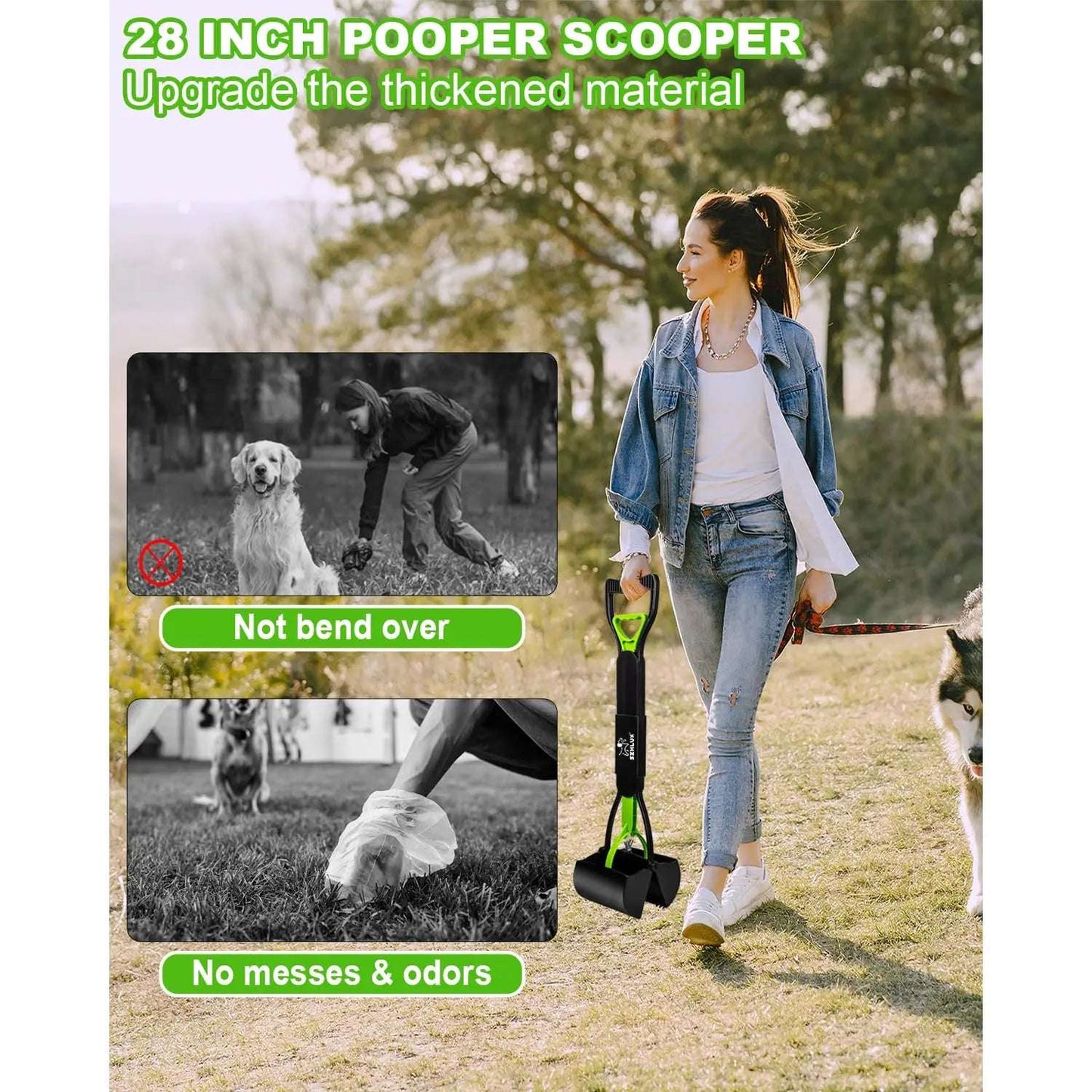 Long Handle Pooper Scooper for Effortless Pet Waste Cleanup - Foldable & Ergonomic Design - Meterpet