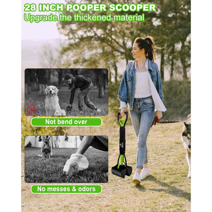 Long Handle Pooper Scooper for Effortless Pet Waste Cleanup - Foldable & Ergonomic Design - Meterpet
