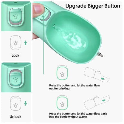 Portable Dog Water Bottle and Food Feeder – 2 - in - 1 Leakproof Hydration Solution - Meterpet