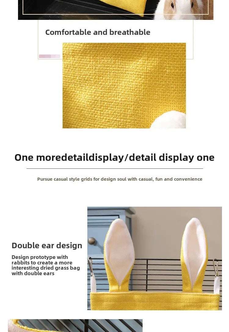 Rabbit Hay Feeder Hanging Pouch - Durable and Space - Saving - Meterpet