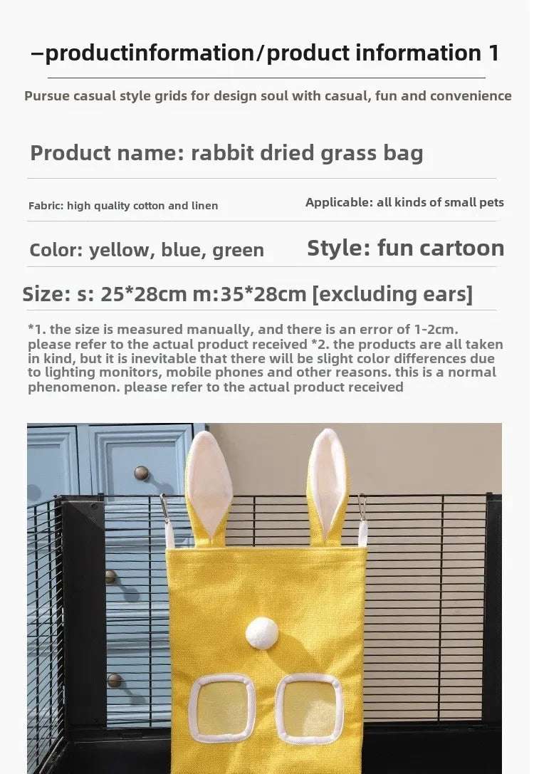 Rabbit Hay Feeder Hanging Pouch - Durable and Space - Saving - Meterpet